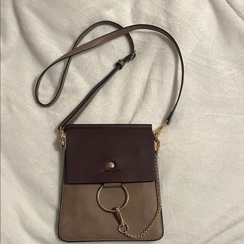 Melie Bianco Brown and Tan Crossbody Bag
